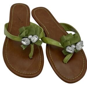 Sz 9M Lime Green Sandals with Rhinestones Madeline Abella